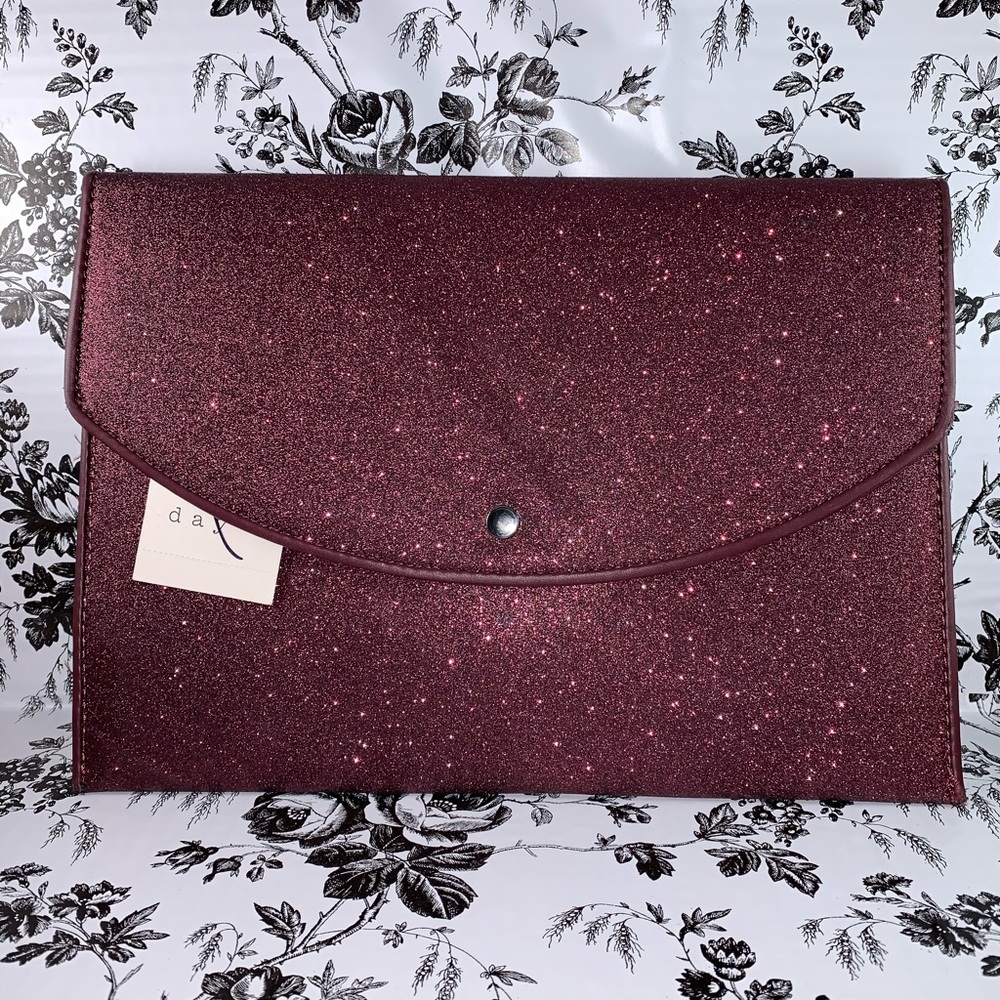 Target A New Day burgundy glitter clutch